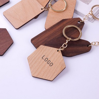 Laser Etched Bamboo Wood Keychain