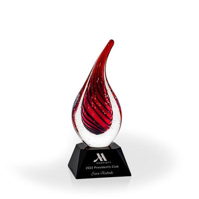 Malden Flame Art Glass Award - Black Base