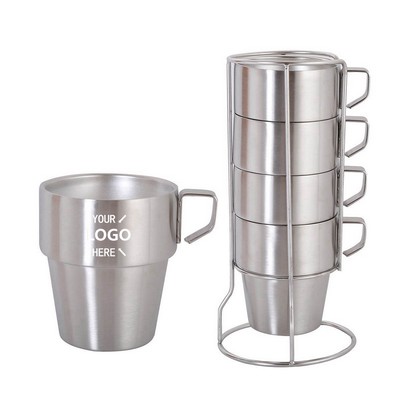 Stackable Stainless Steel Coffee Cups Set