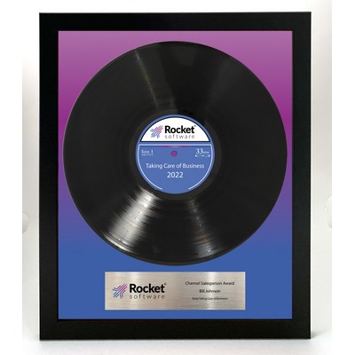 Black Framed LP Record - Custom Background & Plaque