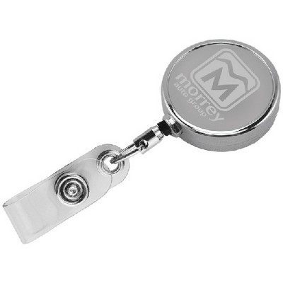 30" Chrome Solid Metal Badge Reel with Slip Clip