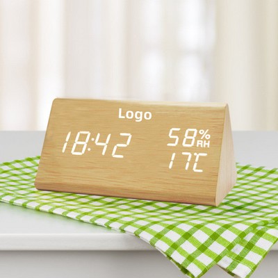 Wood Block LED Digital Clock Multifunction LED Display Desk Alarm Clock