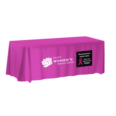 8-ft. NON-FITTED Front Print ONLY Table Cover (with Stock Fabric Color)