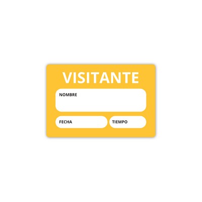 Stock Sticker Rectangle preprinted with "Visitante Nombre Fecha Tiempo" (2" x 3")