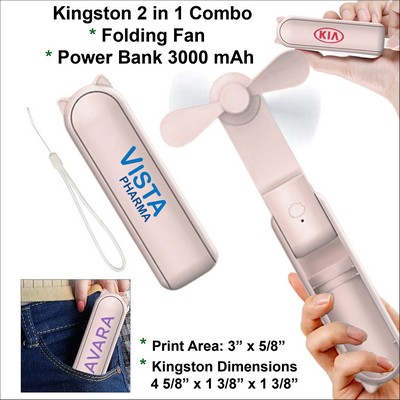 Kingston Folding Power Bank & Multi Speed Fan Combo 3000 mAh