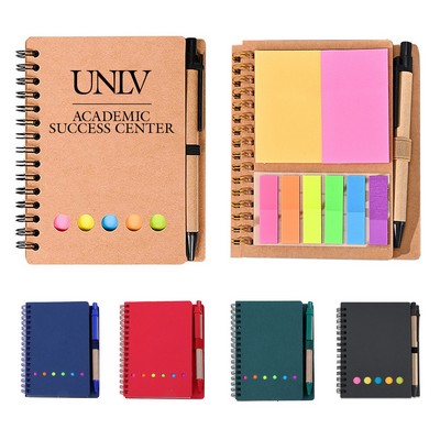 Spiral Notebook With Sticky Notes And Flags