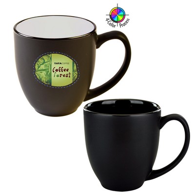 14 Oz. Vitrified Two-Tone Hilo Black/White Bistro Mug - Full Color