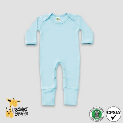 Baby Jumpsuit w/Mittens Pastel Blue, Pink, Mint or Lilac 65% Polyester 35% Cotton- Laughing Giraffe®