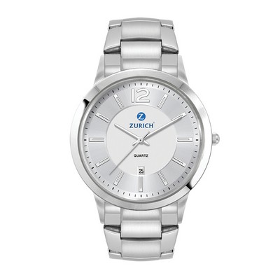 Men's Silver Stainless Steel 3 Hand Men's Silver Stainless Steel Case, and Stainless Steel bracelet