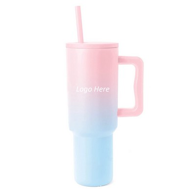 40 Oz Stainless Steel Tumbler-Lid-straw