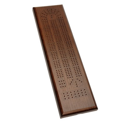 Classic Cribbage Set - Solid Wood Continuous 3 Track Board with Metal Pegs