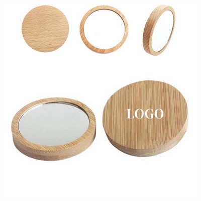 Cute Compact Mini Wooden Pocket Mirrors