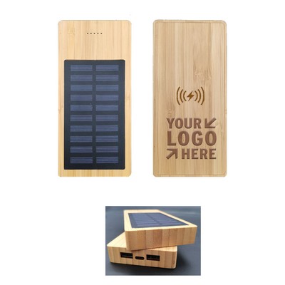 10000mah Bamboo Solar Wireless Charging Power Bank