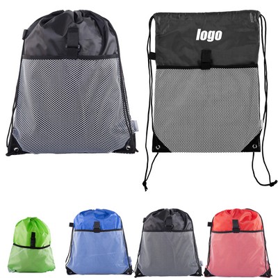 210 D Drawstring Backpack With Mesh Pocket