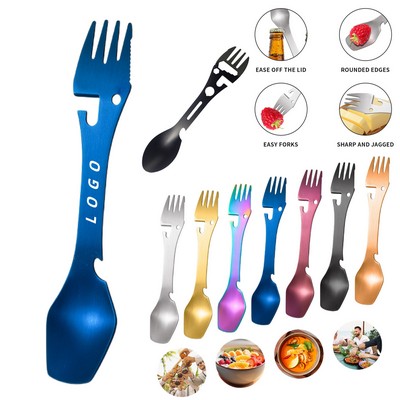 5 In 1 Sporks Stainless Steel Camping Spoon Fork Knife