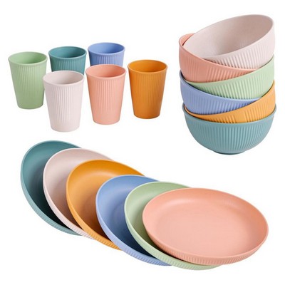 3PCS Wheat Straw Dinnerware Sets