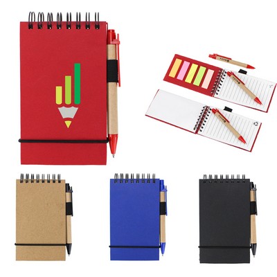 Hard Cover Spiral Notepad W/ Pen