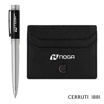 Cerruti 1881® Hamilton Card Holder & Ballpoint Pen Gift Set - Black