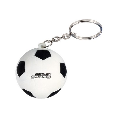 Soccer Stress Reliever Key Chain - White