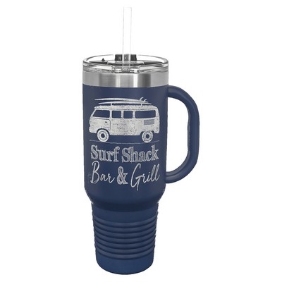 Polar Camel 40 oz. Navy Blue Travel Mug with Handle, Straw Included