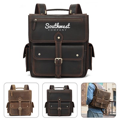 Vintage Travel Genuine Leather Laptop Backpack