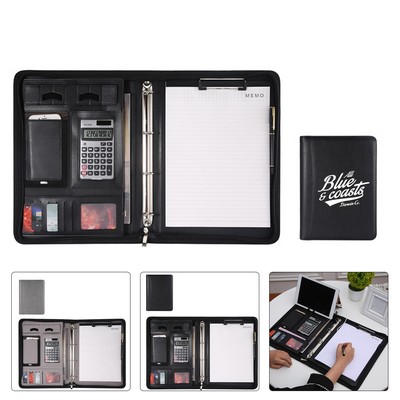 Premium Leather Business Padfolio with Zipper