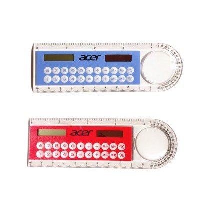 Multifunction Ruler with Solar Calculator Magnifier