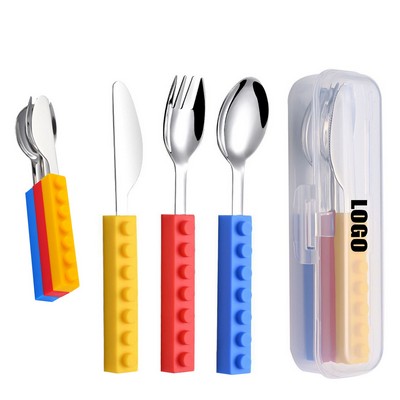 Block Handle Spoon Fork Knife Cutlery With Case