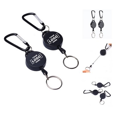 Retractable Carabiner Badge Holder with Keyring