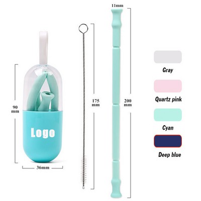 Silicone Straw And Brush Set In Plastic Case