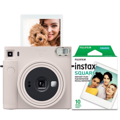 FujiFilm Instax Square Sq1 Instant Camera W/ 10 Count Film Chalk White