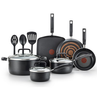 T-fal Signature Non-Stick 12-Piece Cookware Set - Black