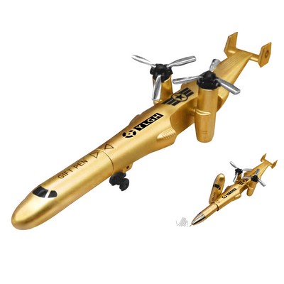 Golden Plastic Twin Propeller Helicopter Pen