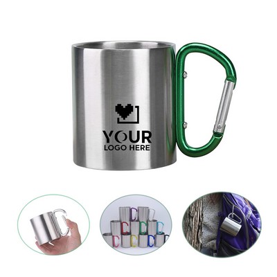 Stainless Steel Double Walled Mugs with Carabiner Handles