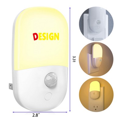 Plug in Motion Sensor Dimmable Night Light Soft Warm LED Nightlight with Dusk to Dawn Motion Light