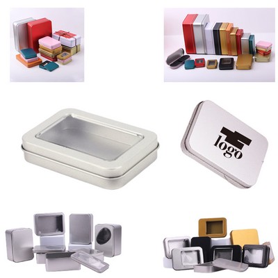 Metal Storage Tin Box With Full-Open Window