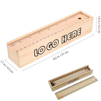 Wooden Pencil Case With Ruler