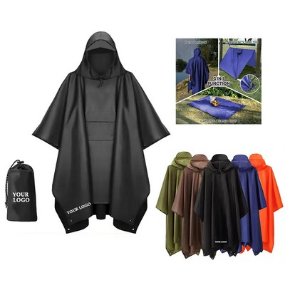 Hooded Rain Poncho for Adults