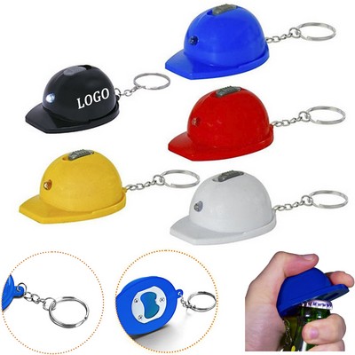 Hard Hat Flashlight Keychain Beer Opener