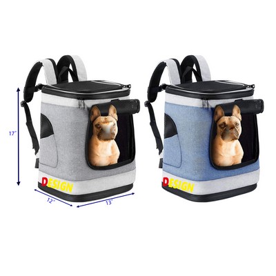 Dog Cat Carrier Backpack with Safety Features and Cushion Back Support