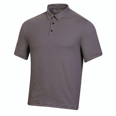 Under Armour® T2 Green Bridge Stripe Golf Polo Shirt- Black