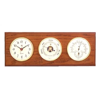 Clock, Barometer & Thermometer w/Hygrometer - Oak