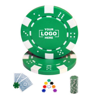 11.5g Striped Poker Chips Set with ABS Dice