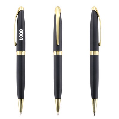 Black Metallic Retractable Twist Ballpoint Pens