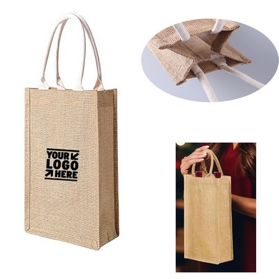 Jute 2-Bottle Wine Tote