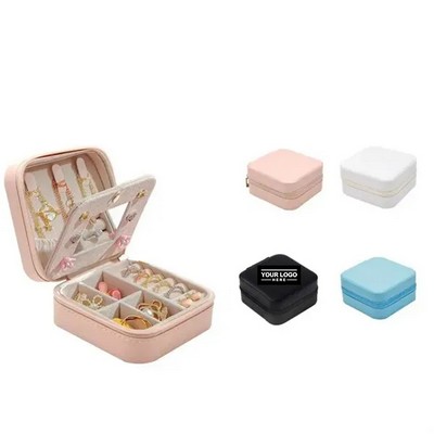 Compact Jewelry Case with Built-In Mirror