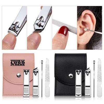 Leather Cover Nail Clippers Set