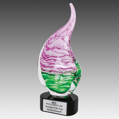 15.5" Pink/Green Art Glass