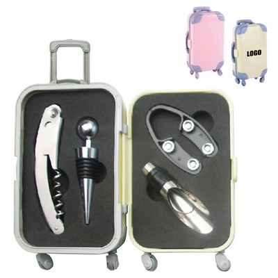 4 in 1 Suitcase Wine Opener with Corkscrew Blade and Handle