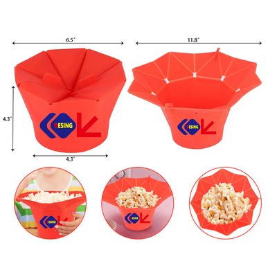 Popcorn Bowl Popcorn Popper Red Folding Microwave Oven Popcorn Bow DIY Silicone Popcorn